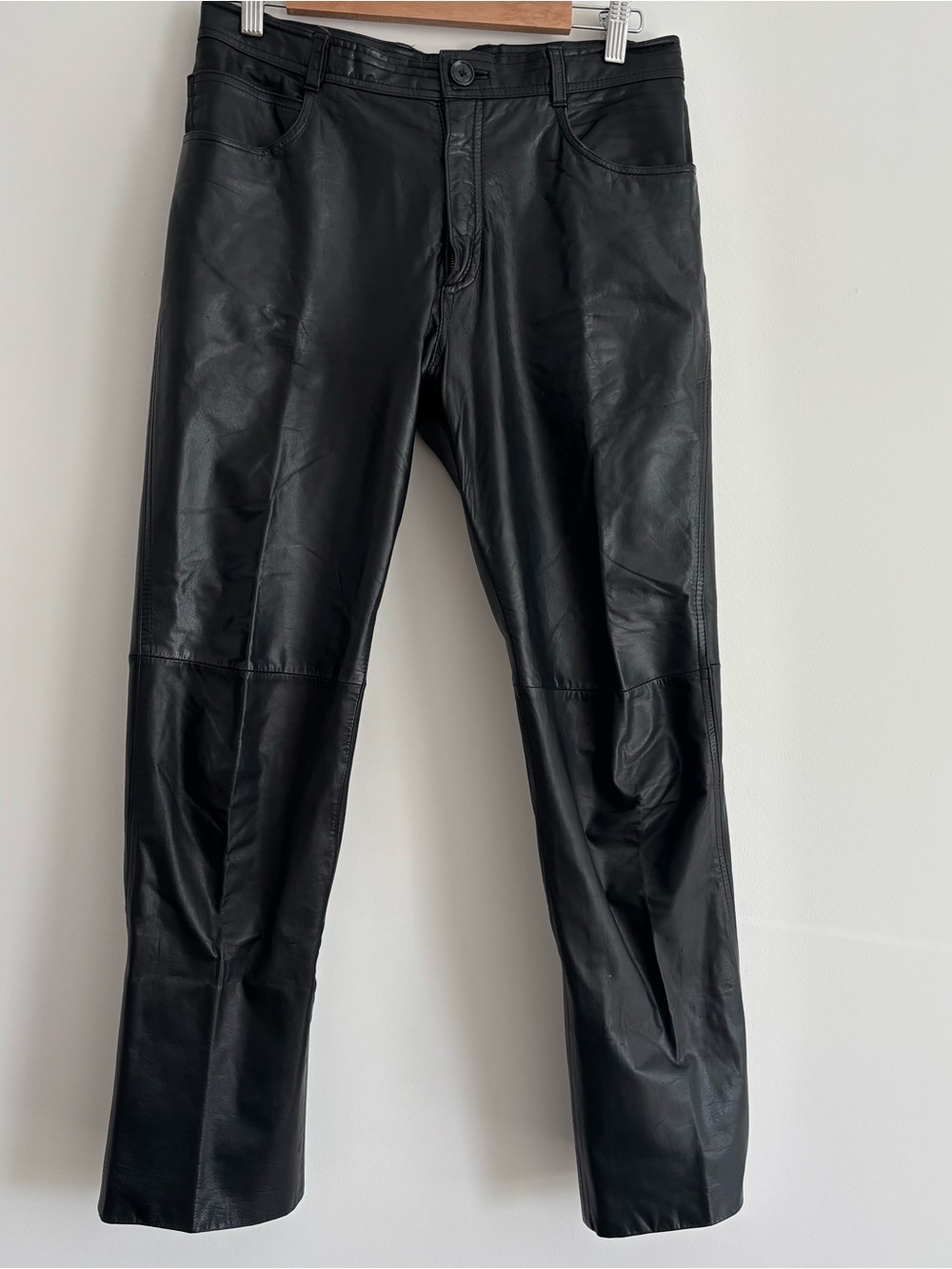 Vintage Men's Black Leather riding pants - biker straight leg